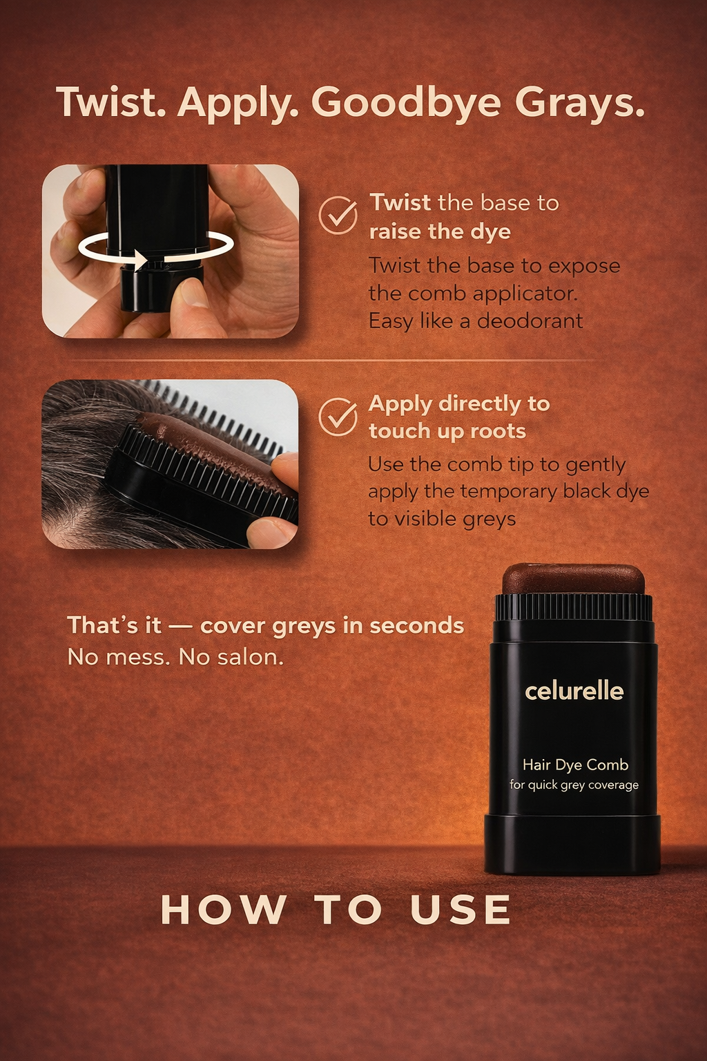 RootRevive™ Instant Dye Comb - Black